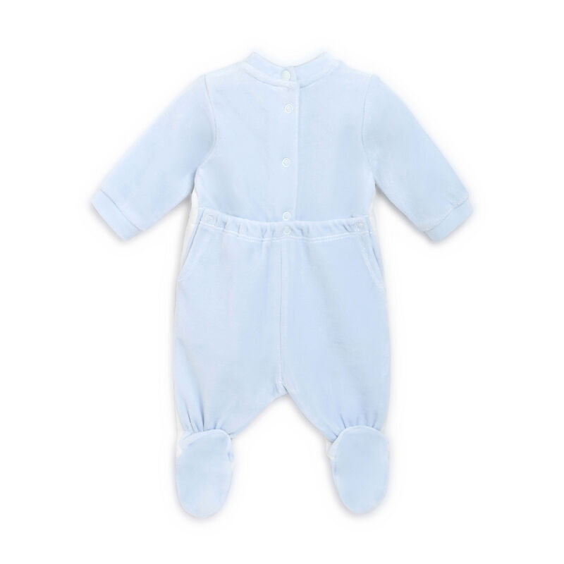 Boys Light Blue Applique Nappy Opening Babysuit image number 1